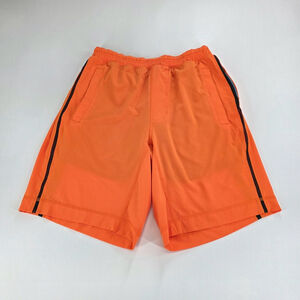 Lululemon Mens Lined Training Shorts Orange Reflective Athletic Gym Running...